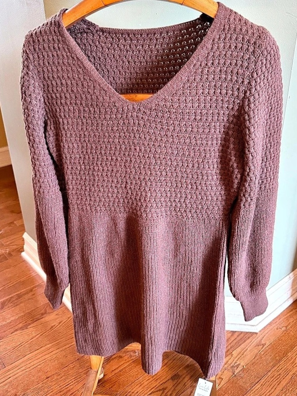 Cupshe Coffee Connection Textured Knit Mini Sweater Dress Brown NWT